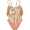 Frilled Swimsuit, Pink Gold - One Pieces - 1 - thumbnail