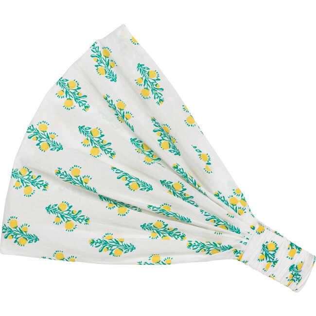 Luna Beach Headband, White & Green