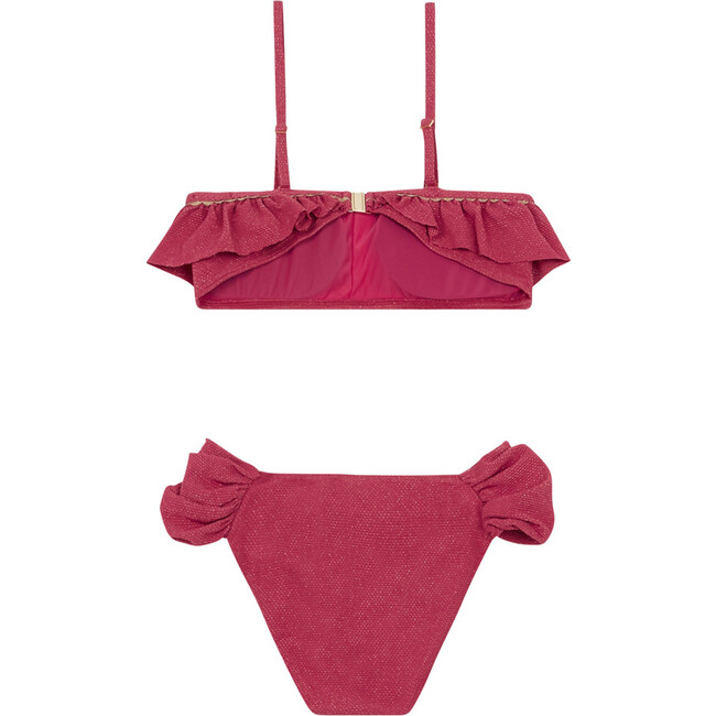 Bali Two Piece Bikini, Raspberry & Gold - Two Pieces - 3