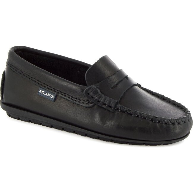 Penny Moccasins in Rustic Leather, Black