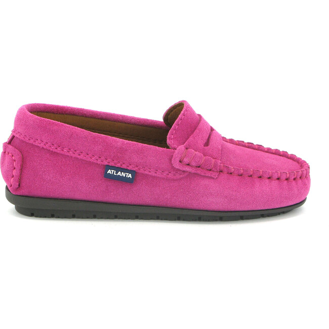 Penny Moccasins in Suede Leather, Fuchsia - Loafers - 1