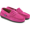 Penny Moccasins in Suede Leather, Fuchsia - Loafers - 3