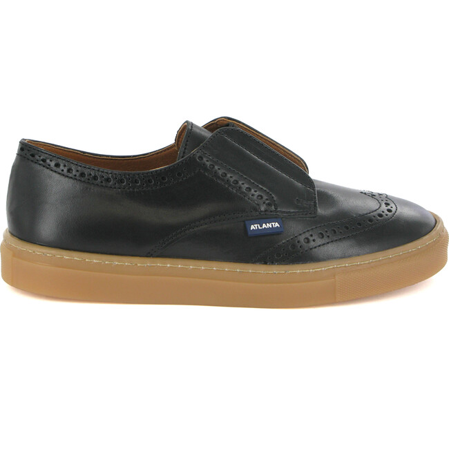 Oxford Tennis Sneaker, Black Leather - Sneakers - 1