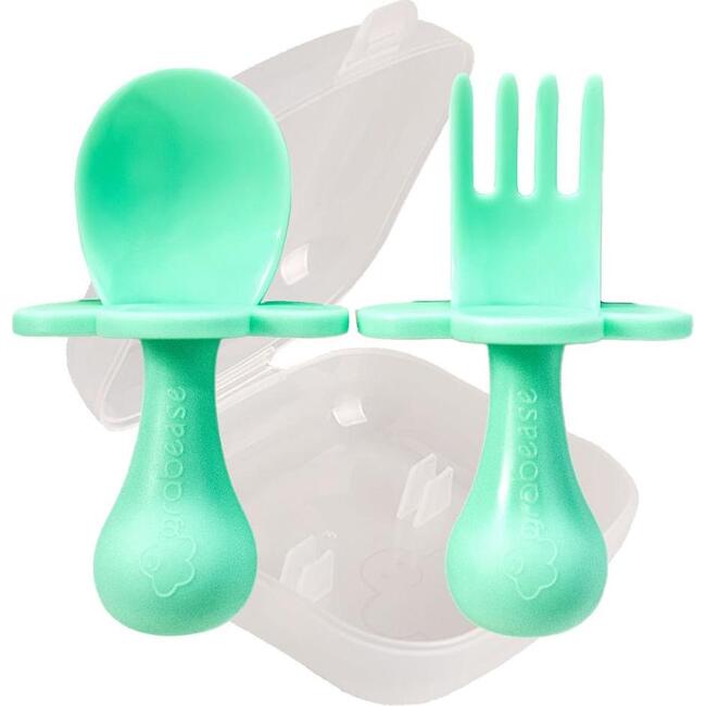 Ergonomic Utensils with Travel Case, Mint - Food Storage - 2
