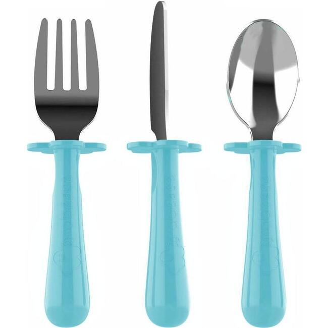 Stainless Steel Fork, Knife & Spoon Set, Teal