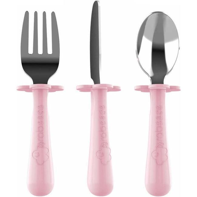 Stainless Steel Fork, Knife & Spoon Set, Blush
