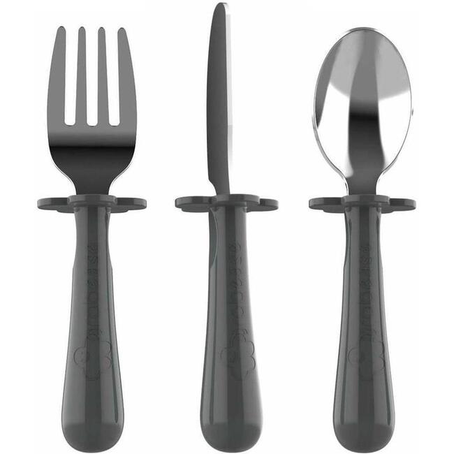 Stainless Steel Fork, Knife & Spoon Set, Gray