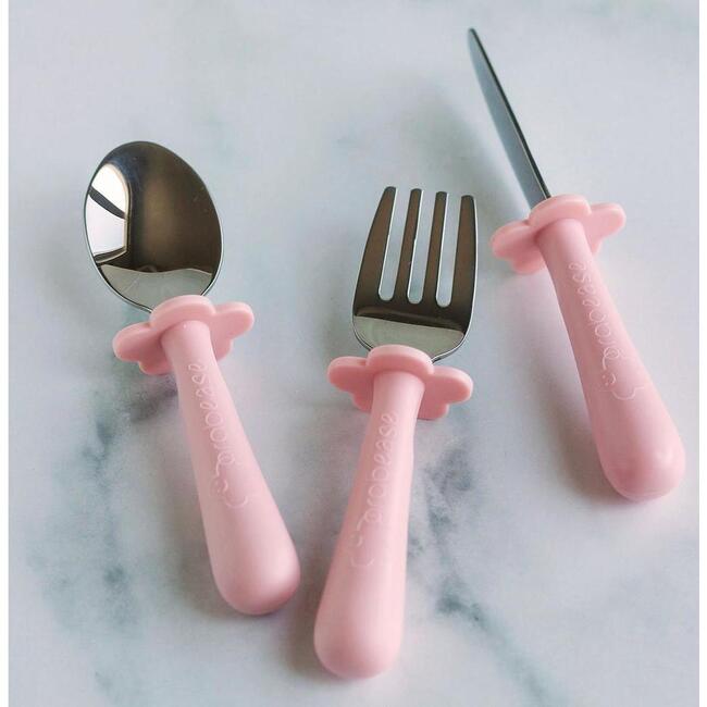Stainless Steel Fork, Knife & Spoon Set, Blush