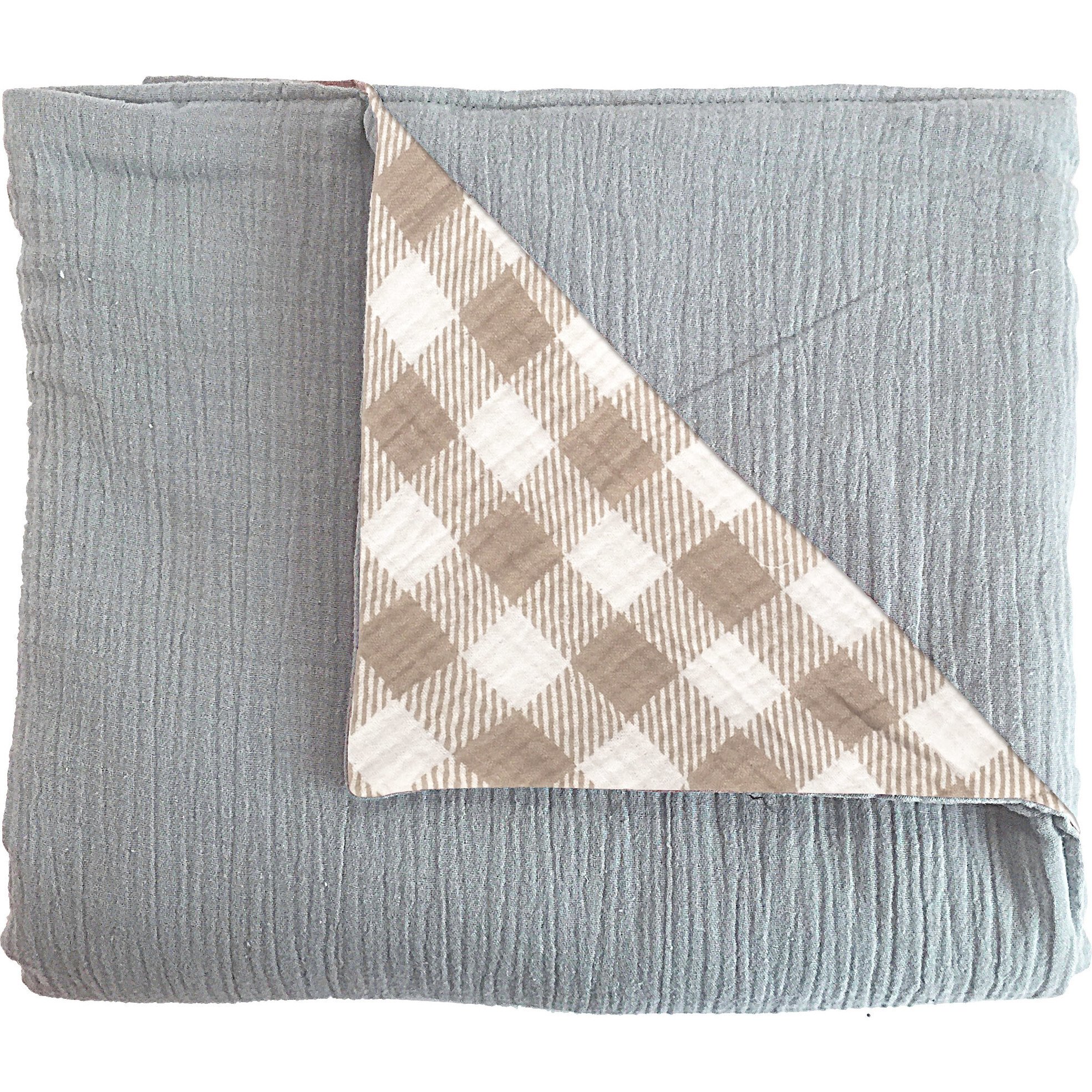 Double Sided Play Mat, Blue Gingham - Playmats - 1