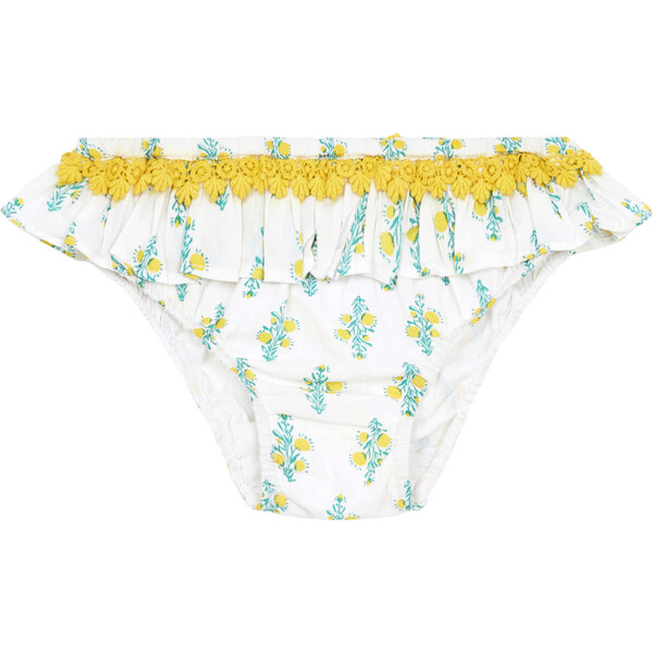Luna Baby Swim Bottoms, White & Yellow Lison Paris Swim