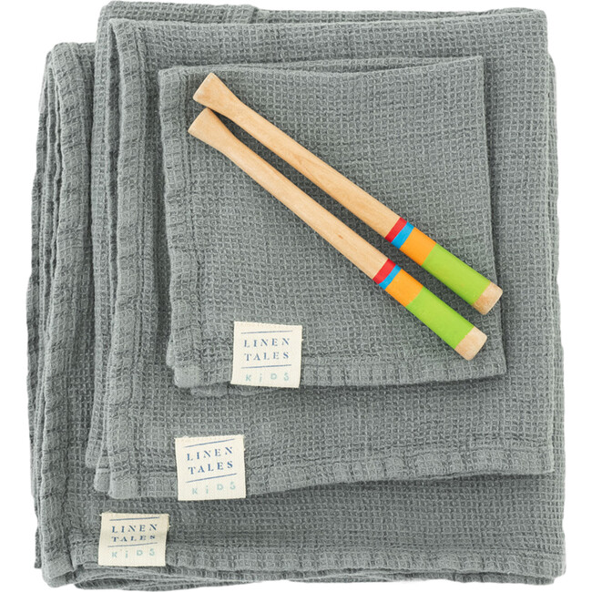 Linen Waffle Towel, Blue Fog - Towels - 1
