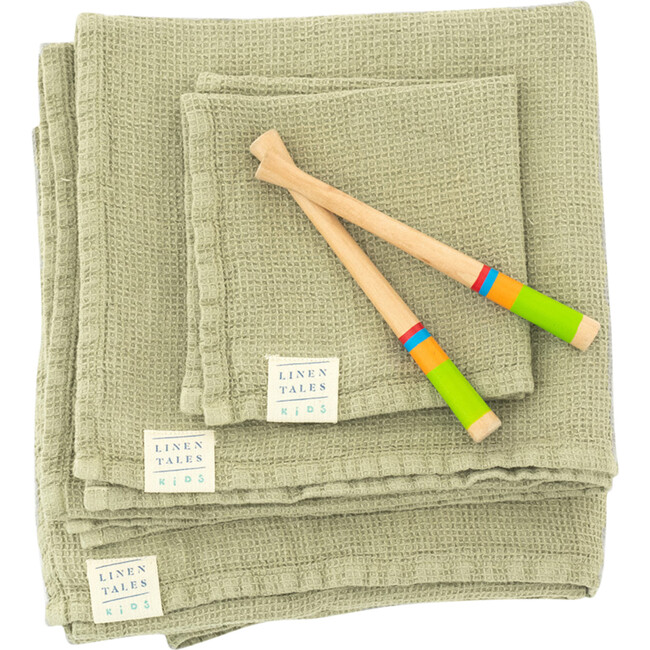Linen Waffle Towel, Sage - Towels - 1