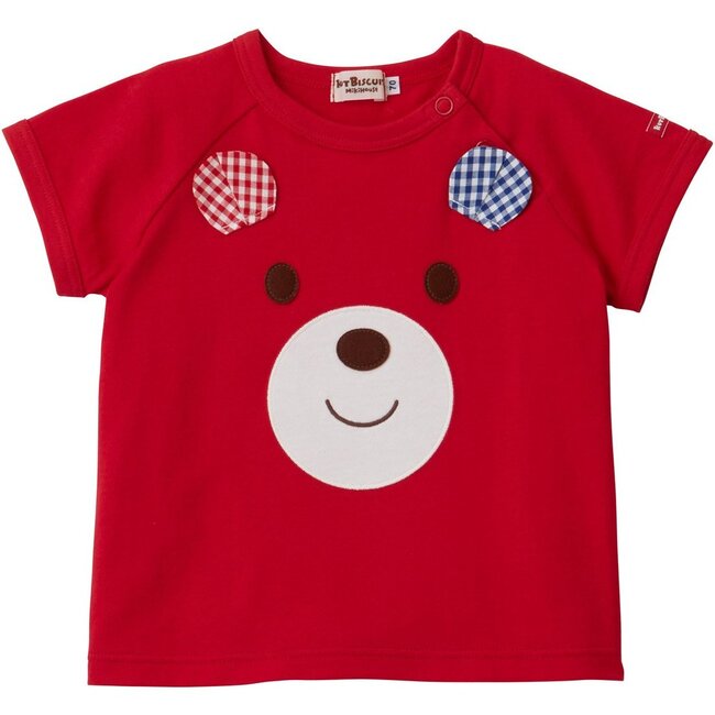 Smiley Bear Tee , Red - Tees - 1