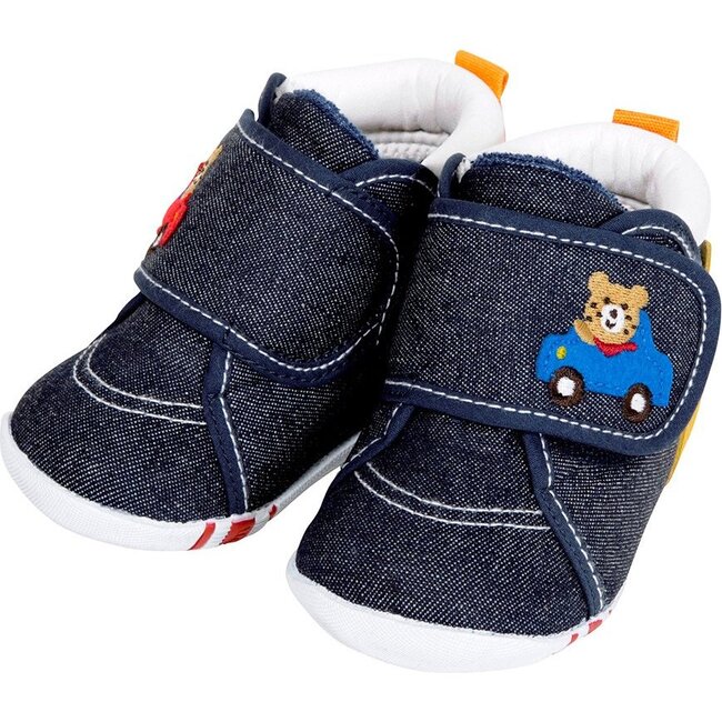Smiley Bear First Walking Shoes, Navy - Sneakers - 1
