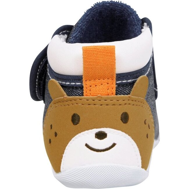 Smiley Bear First Walking Shoes, Navy