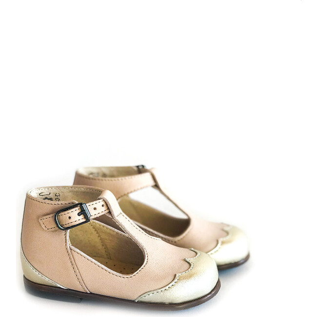 Dione T-Strap, Nude with Metal