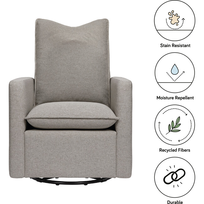 Cali Pillowback Swivel Glider, Grey Performance Eco-Weave - Nursery Chairs - 3