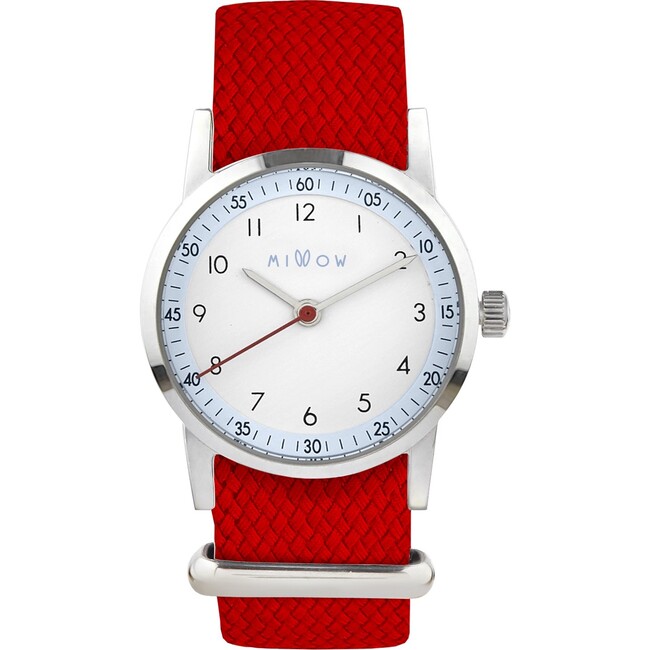 Millow Ciel Braided Watch, Red and Silver