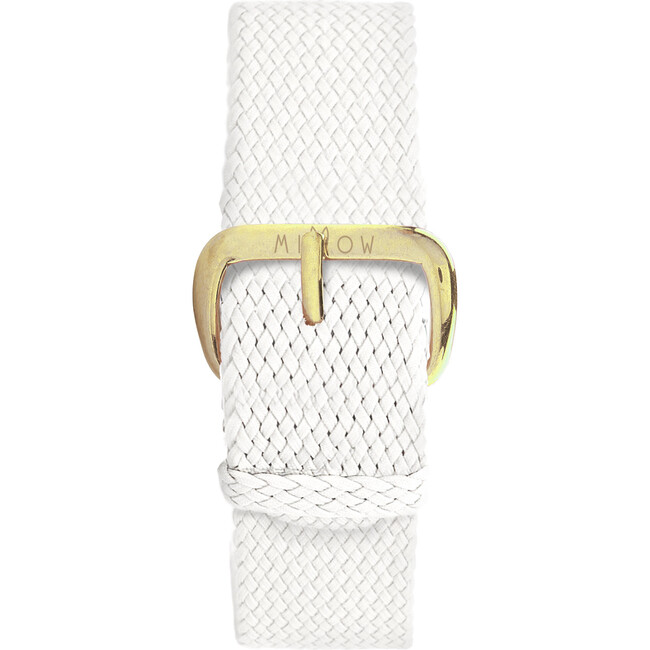 Braided Nylon Watch Band, White and Gold
