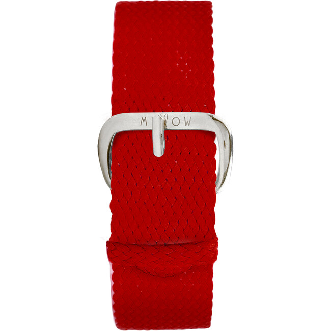 Braided Nylon Watch Band, Red and Silver