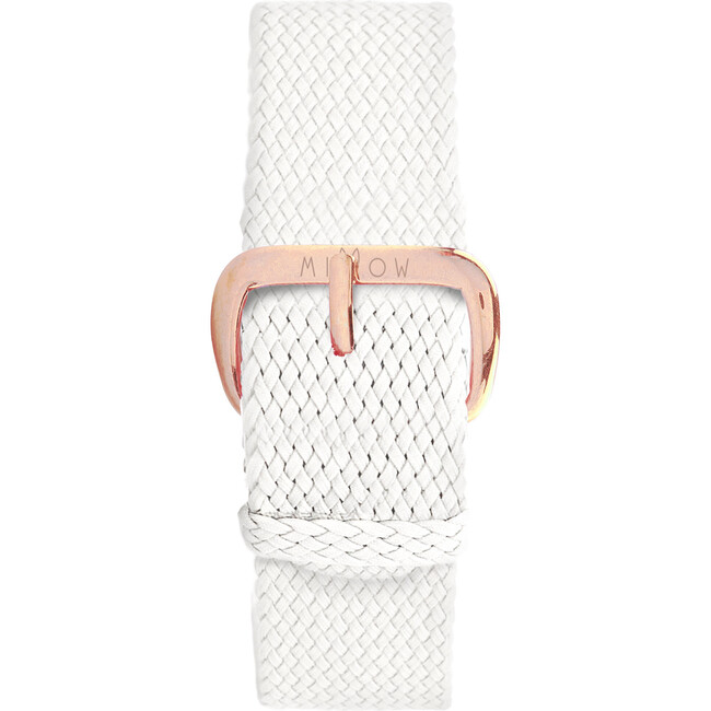 Braided Nylon Watch Band, White and Rose Gold