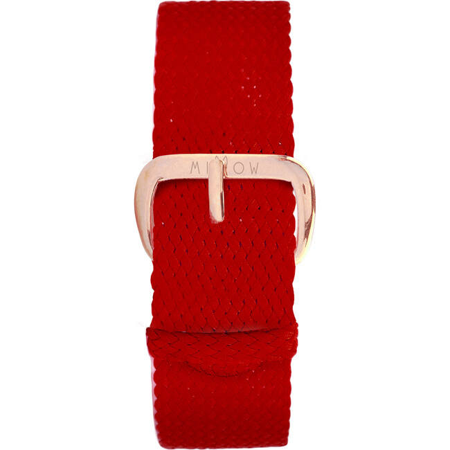 Braided Nylon Watch Band, Red and Rose Gold