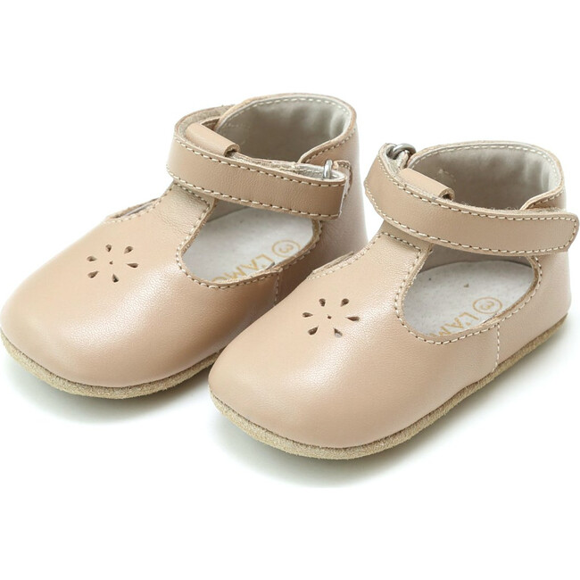 Lisette T-Strap Mary Jane Crib Shoe, Latte - Booties - 1