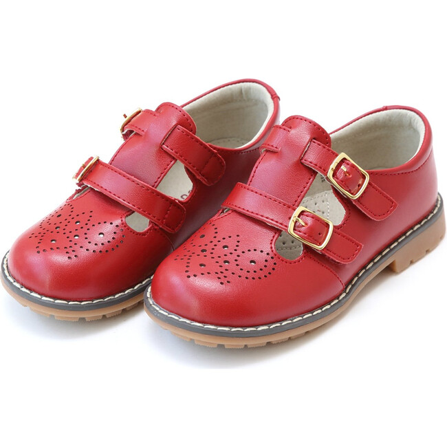 Beatrix English Double T-Strap Stitch Down Mary Jane, Red