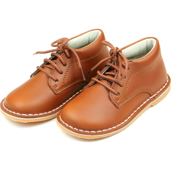 Tuck Mid-Top Lace Up Shoe, Cognac - Loafers - 1