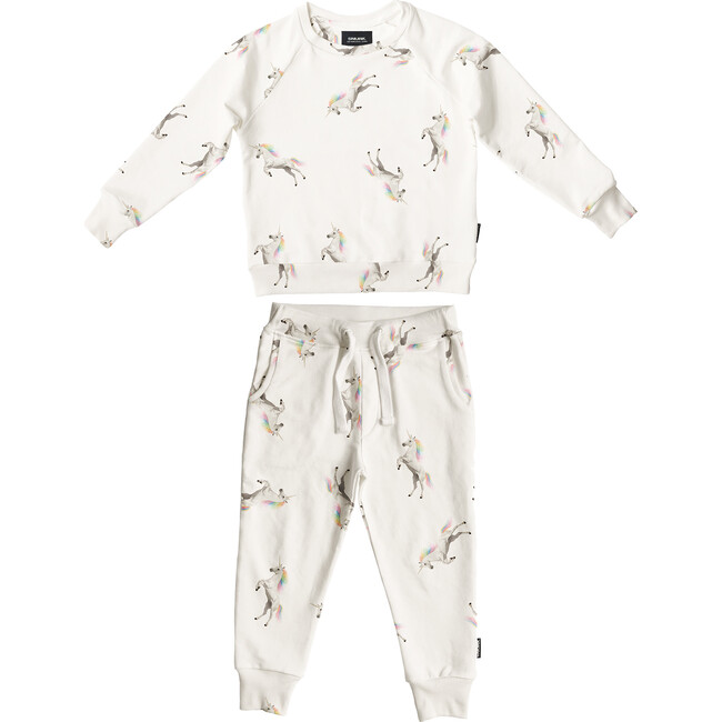 *Exclusive* Unicorn Lounge Set, White - Loungewear - 1