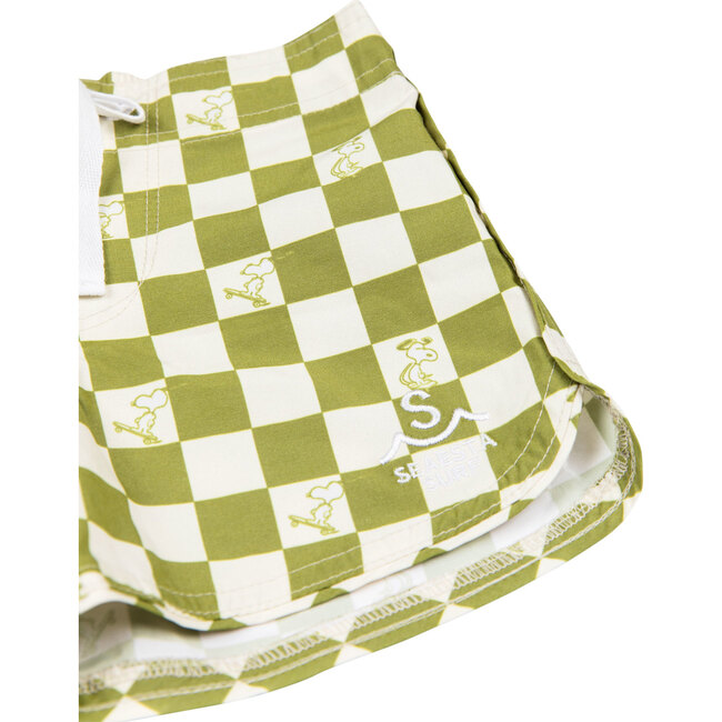 Seaesta Surf x Peanuts® Checkerboard Boardshorts, Moss - Swim Trunks - 3