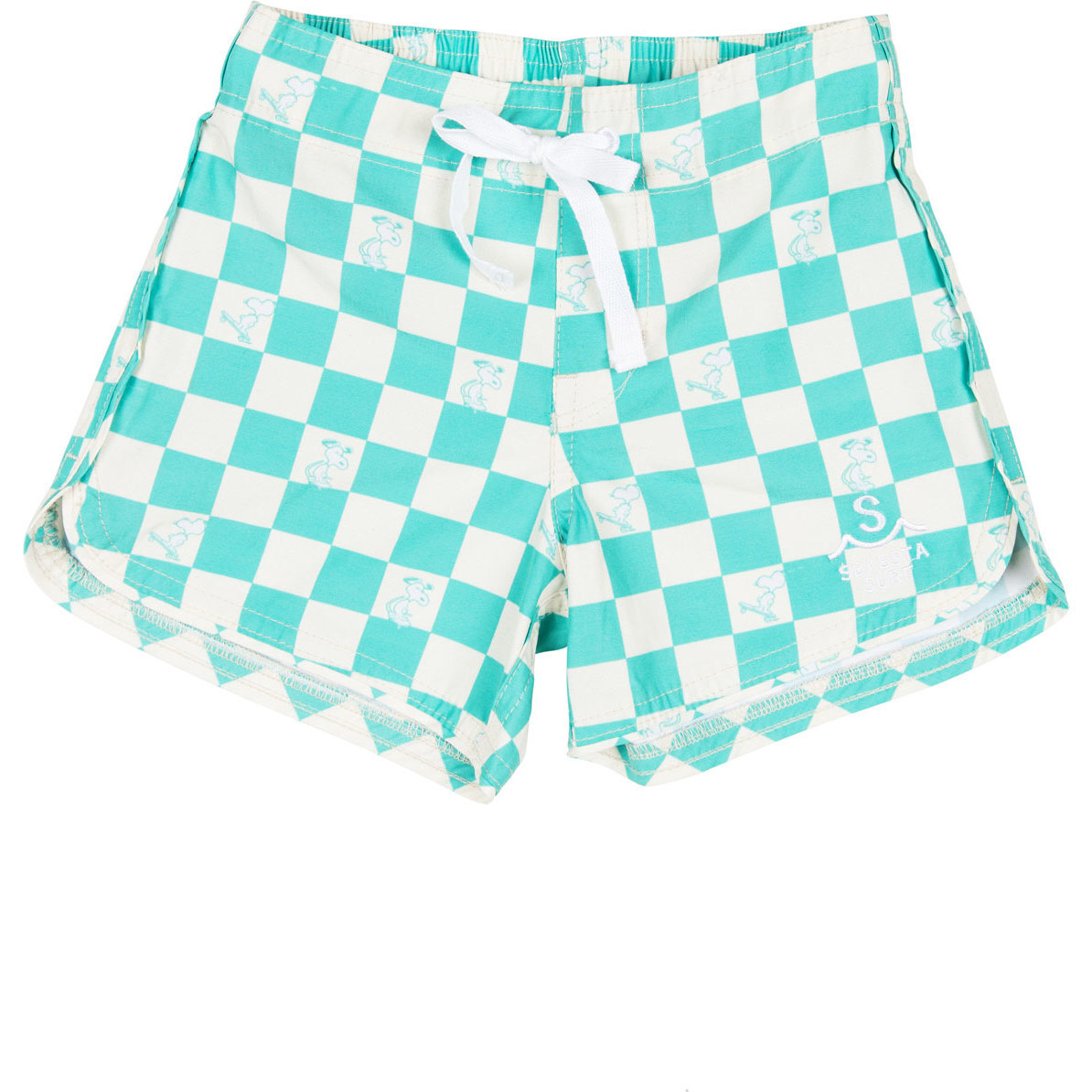 Seaesta Surf x Peanuts® Checkerboard Boardshorts, Mint - Swim Trunks - 1