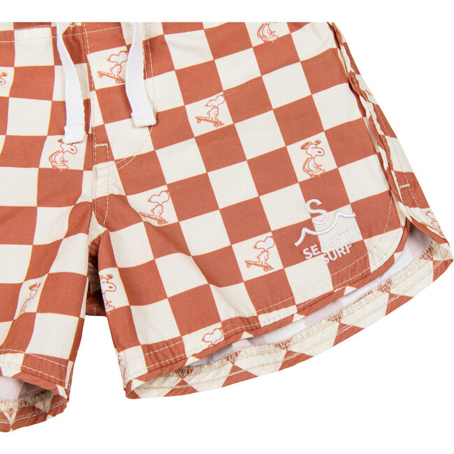Seaesta Surf x Peanuts® Checkerboard Boardshorts, Terracotta - Swim Trunks - 5