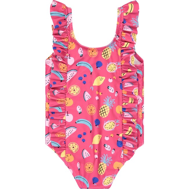 UPF 50 Infant Girls Fruity Ruffle Swimsuit, Pink - One Pieces - 1