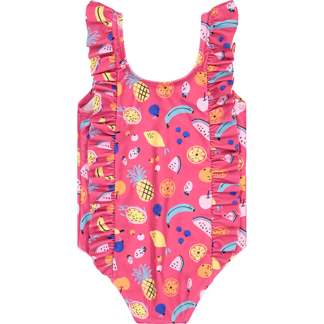 UPF 50 Infant Girls Fruity Ruffle Swimsuit, Pink - One Pieces - 2
