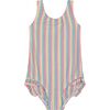 UPF 50 Pastel Stripe Ruffle Swimsuit, Multi - Swim Trunks - 1 - thumbnail