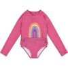 UPF 50 Rainbow Long Sleeve Swimsuit, Pink - Swim Trunks - 1 - thumbnail
