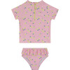 UPF 50 Girls Lemon Swim Suit, Pink - Two Pieces - 1 - thumbnail