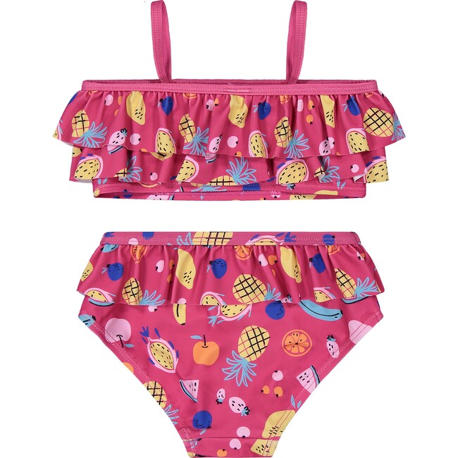 UPF 50 Girls Fruit Ruffle Two-Piece Swimsuit, Pink - Two Pieces - 1