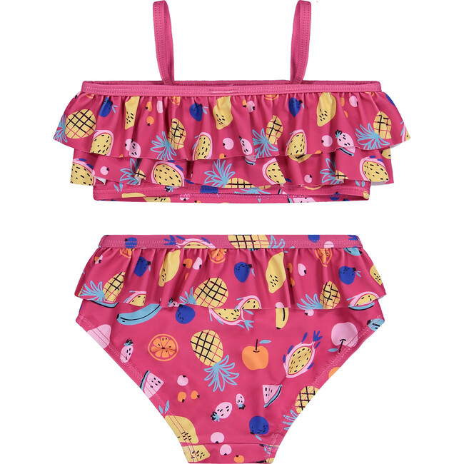 UPF 50 Girls Fruit Ruffle Two-Piece Swimsuit, Pink