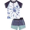 UPF 50 Tie Dye Rashguard Set, Blue - Rash Guards - 1 - thumbnail