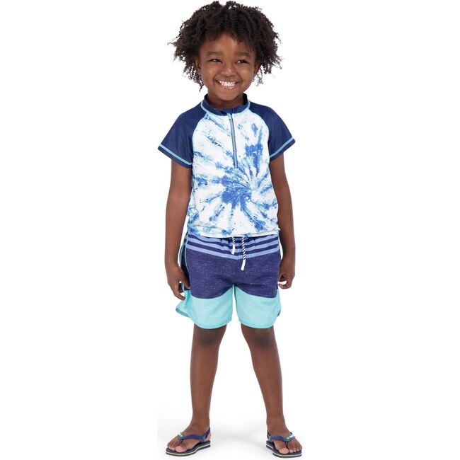 UPF 50 Tie Dye Rashguard Set, Blue - Rash Guards - 2