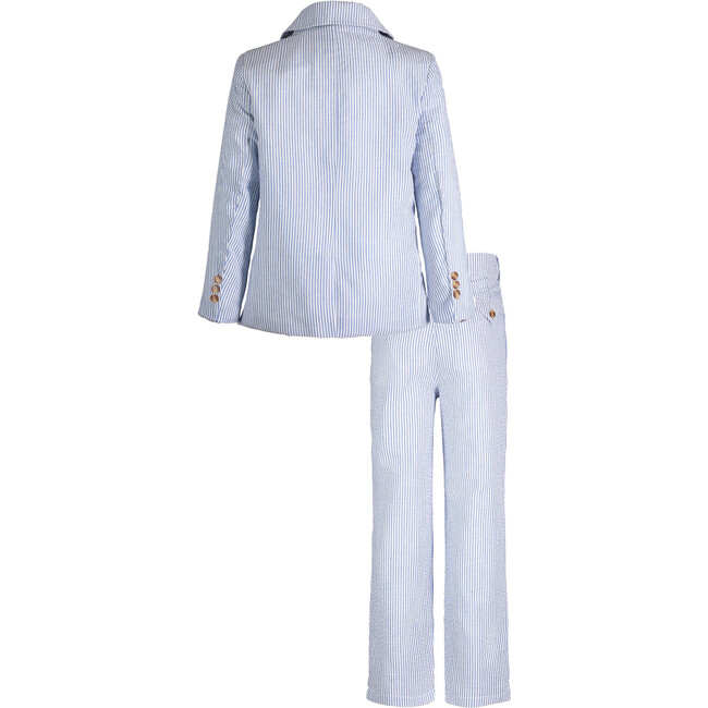 Two-Piece Suit Set, Blue Seersucker - Suits & Separates - 2