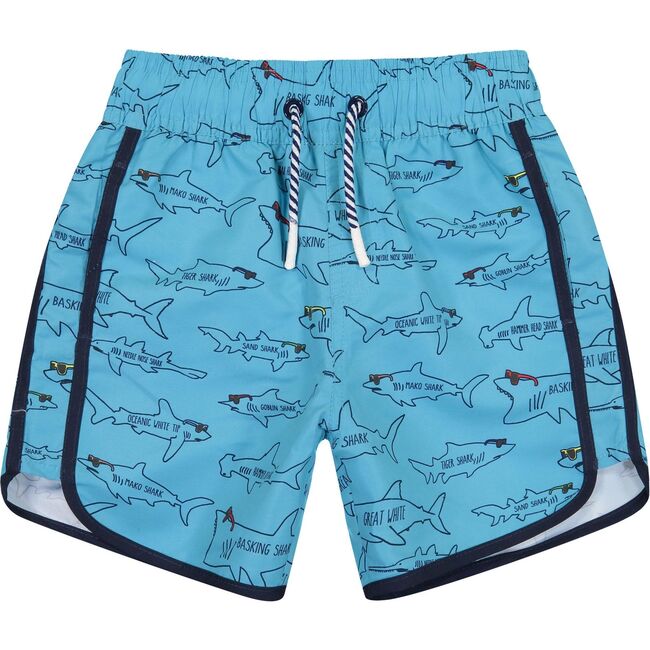 UPF 50 Shark Short Sleeve Rashguard Set, Light Blue - Andy & Evan Swim ...
