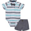 Baby 3-Piece Sunny Day Set, Blue & Grey Stripe - Mixed Apparel Set - 2