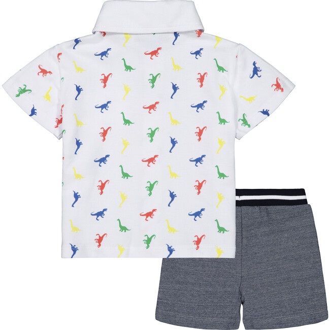 Baby Printed Button Down Set, White Dino - Mixed Apparel Set - 2