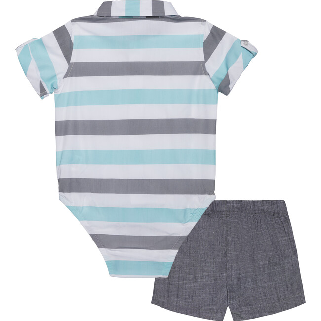 Baby 3-Piece Sunny Day Set, Blue & Grey Stripe - Mixed Apparel Set - 3