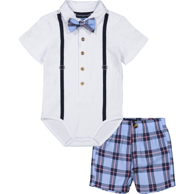 Baby Polo Shirtzie Set, White Plaid