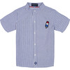 Knit Button Down with Popsicle Patch, Blue Stripe - Shirts - 1 - thumbnail
