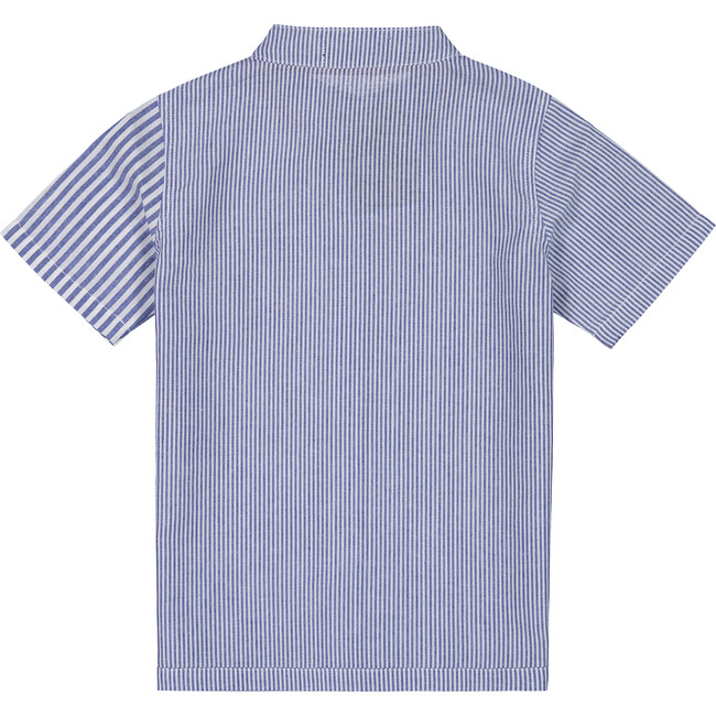 Knit Button Down with Popsicle Patch, Blue Stripe - Shirts - 2